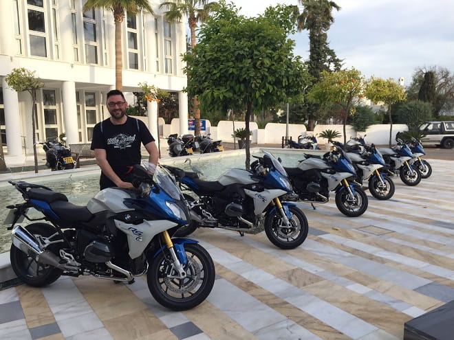 Bike Social's Marc Potter with a flock of R1200RS's