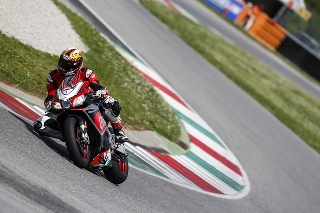 Aprilia's new RSV4RF really suited the sporty nature of the new Michelins, they offered impressive lean angles.