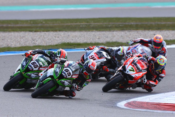 The racing is usually this close in World Superbikes