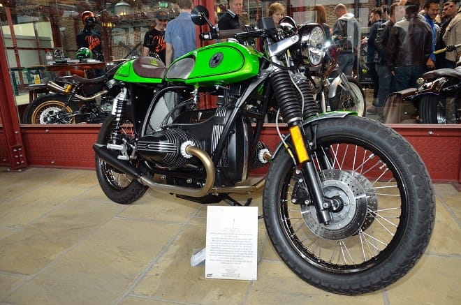 Conspicuous in green, the Side Rock Cycles BMW R100