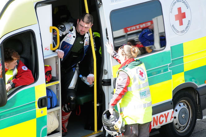 Dunlop returned to the paddock by ambulance
