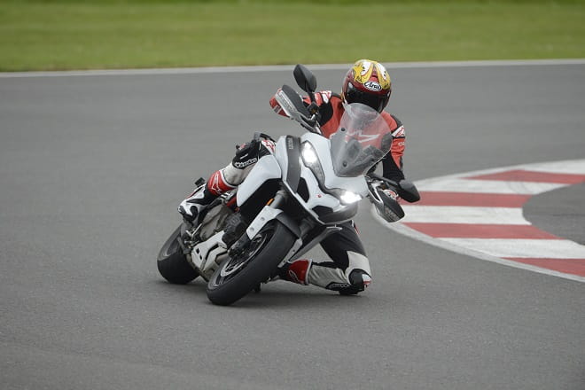 He does this and they still lend him bikes. Multistrada can cut it on track, to a point.