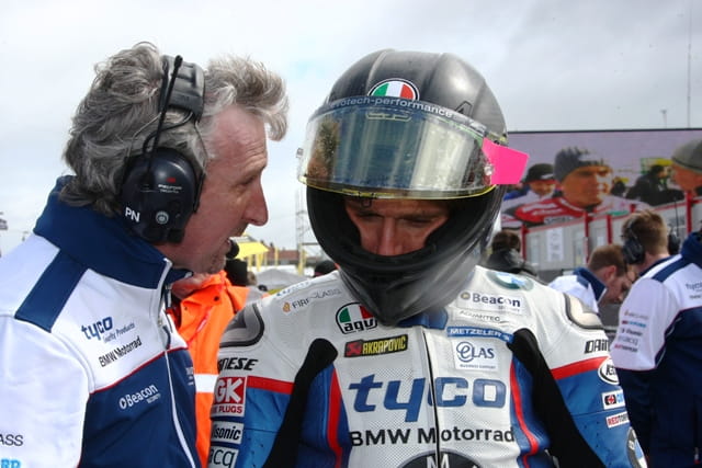 Tyco BMW team manager Philip Neill with Guy Martin