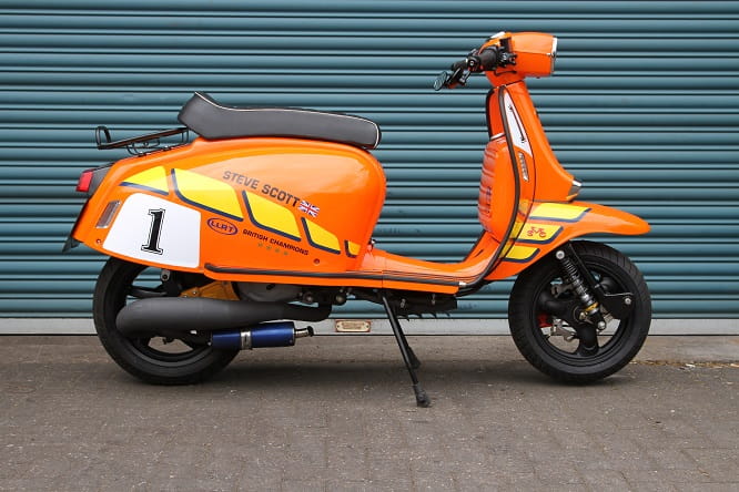 Scooterists love to tinker; this Scomadi 50 now sports a liquid-cooled 172cc two-stroke engine and is capable of close to 100mph.