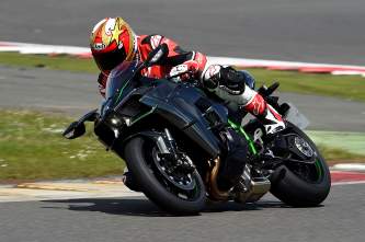 Bike Social's Marc Potter rides the H2 at Silverstone