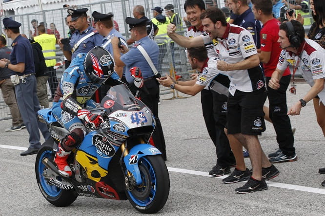 Redding rolls into pit lane to take the accolades from his Marc VDS team