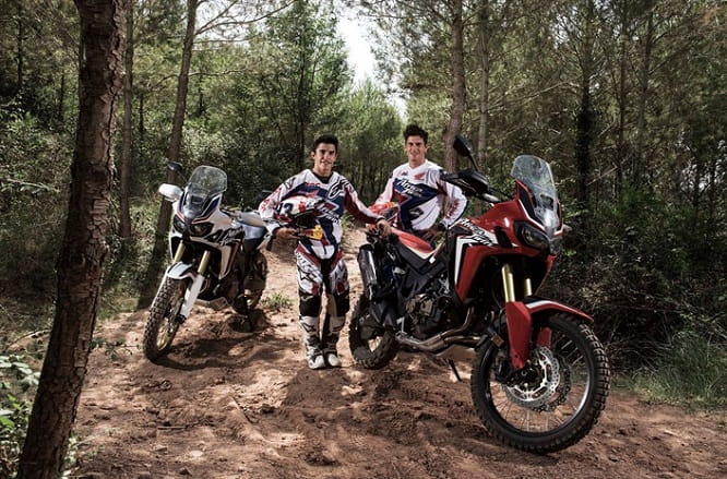 Marquez and Barreda with a pair of Africa Twin's