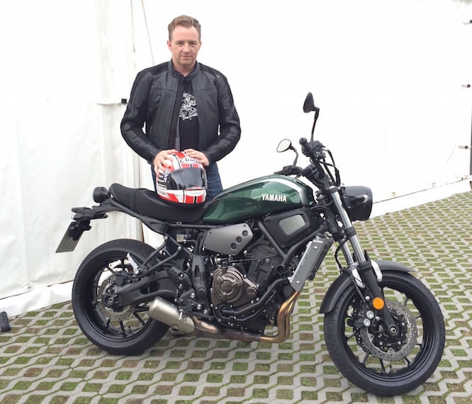 Mann with the XSR700. He could look a little happier about it.