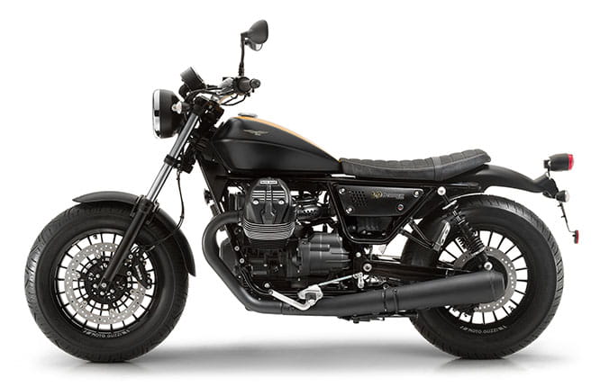 16-inch front and rear tyres are a feature on the V9 Bobber