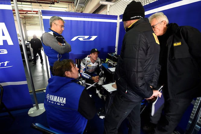 Lowes with Yamaha race boss Andrea Dosoli