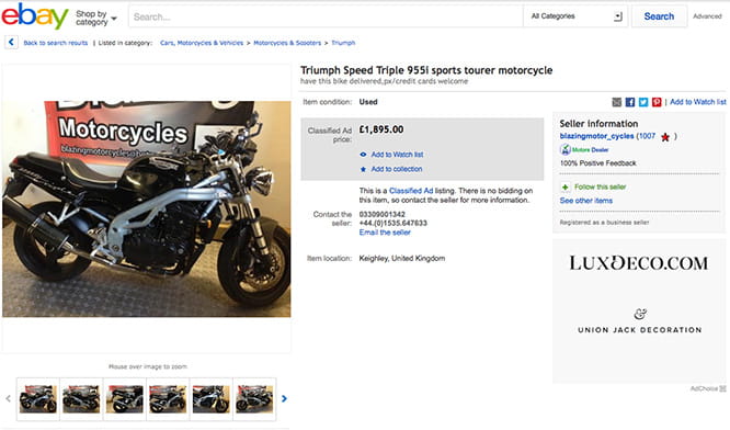 '99 Speed Triple for less than £1900. Happy Christmas