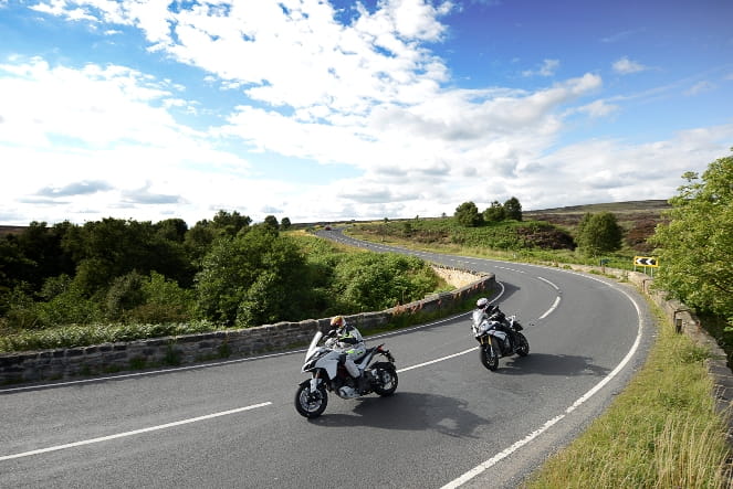 One of Yorkshire's finest roads. Multistrada leads BMW S1000XR. A perfect moment.