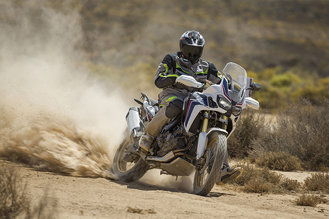 Africa Twin getting it on. This is the DCT bike with the traction-control off.