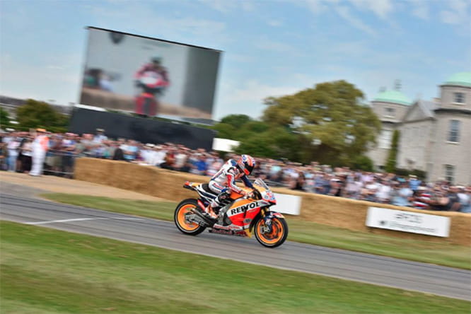 Casey Stoner on a MotoGP in the grounds of Goodwood House...not an every day occurance