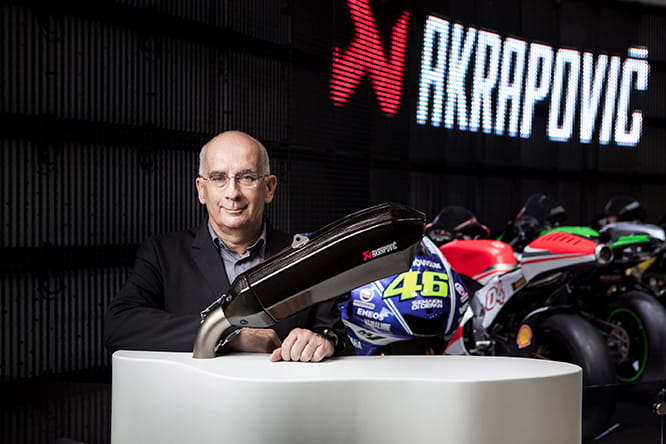 Igor Akrapovic, Founder. He even races against Valentino Rossi's father.