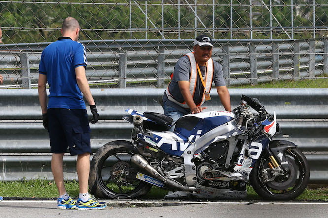Baz's Ducati after the crash