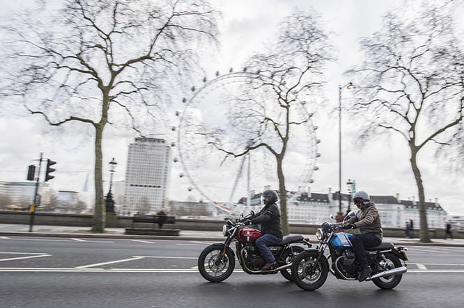 Battle of the heavyweights as Street Twin and V7 ride side-by-side