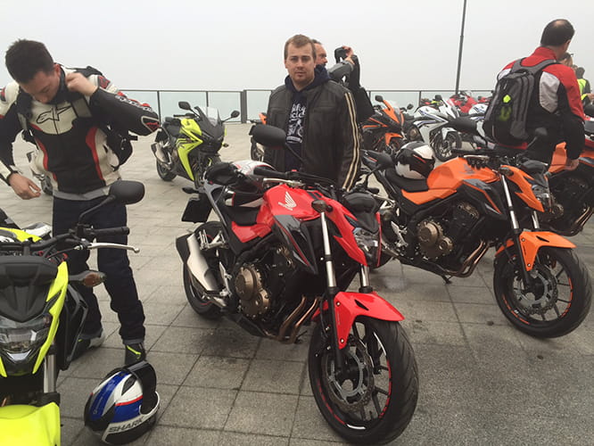 Bike Social's Oli Rushby gets ready to ride the CB500F.