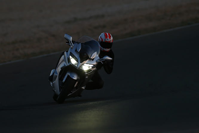 Efficient Adaptable Cornering Lights demonstrated in the dark on the Almeria circuit