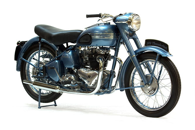 Over-bored 650cc version of the 500cc Speed Twin in 1949, later to become the Triumph Thunderbird