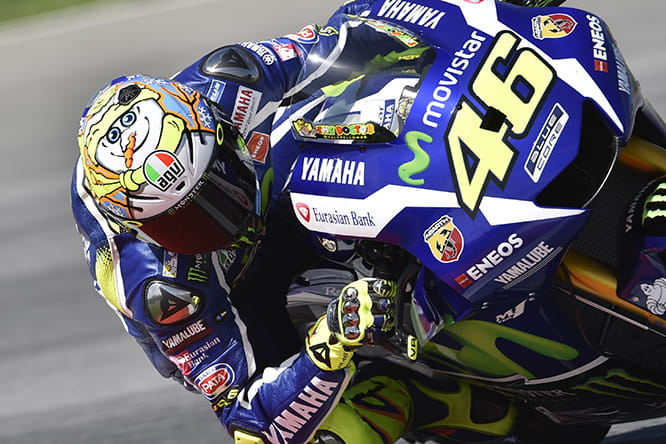 Valentino Rossi at the Sepang Winter Test with Snowman helmet design