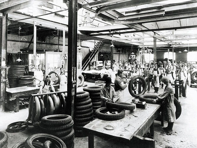 The inside of the factory looks quite different nowadays but it is the same building where Avon have been making tyres for 112 years.
