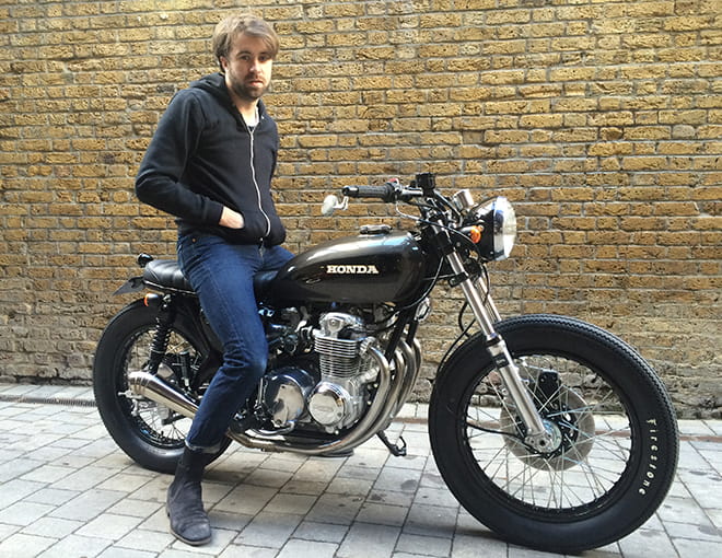 Lead singer of indie rock band The Vaccines picks up his freshly rebuilt Honda CB550 from The Bike Shed.cc earlier this week.