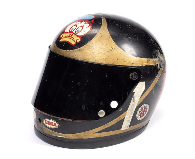 Barry Sheene's Bell helmet as used to save his life in 1975