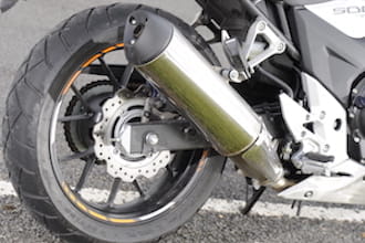 The CB500X's exhaust