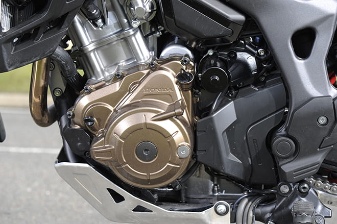 The Africa Twin's DCT motor and the DCT gearbox.