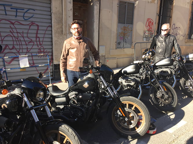 Tall man. Low bike. The Harley, and Potski, are full of attitude.