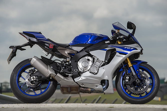 Yamaha YZF-R1. The red Silverstone track day GPS recorder kind of ruins the look
